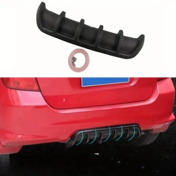 Universal Car Rear Bumper Spoiler Diffuser Shark Fin Tail Wing embossed