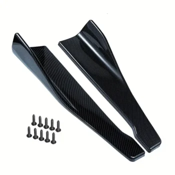 1pair Car Rear Bumper Lip Trim Protector Car Side Skirt Cover Carbon fiber
