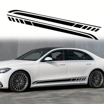 Set of 2 Reflective Side Stripes Vinyl Decal Stickers for Car Doors black